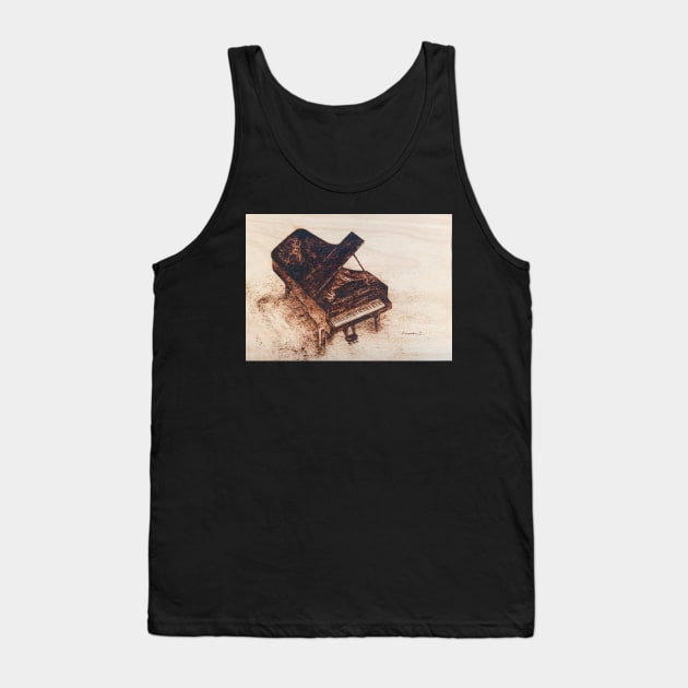 Grand piano realistic pyrography art Tank Top by Evangelos4